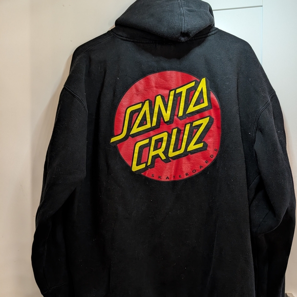 Santa Cruz Skateboards Black Sweatshirt with Sporty Stripes - Picture 2 of 2